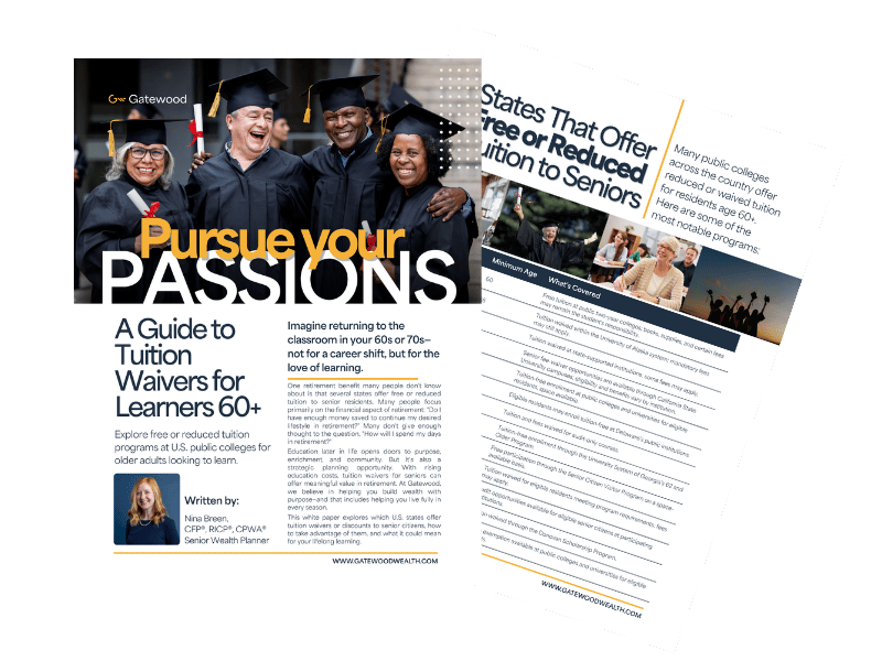 The cover and state-by-state tuition table from the Gatewood guide, Pursue Your Passions